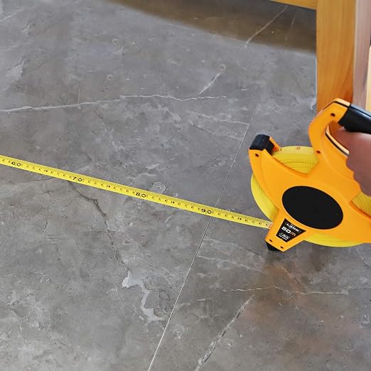 LAND 165FT/50M Heavy Duty Fiberglass Tape Measure - 1/2-Inch Wide, Dual Inch/Metric Scale, Durable Open Reel Measuring Tape for Surveying, Engineering, Runway Construction