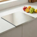 Stainless Steel Cutting Board with Lip and Non-Slip Mat (15.7 × 11.8 in) | Reversible Metal Cutting Board, L-Shaped Lip, Dishwasher Safe, for Meat, Fruit, Vegetables & Bread