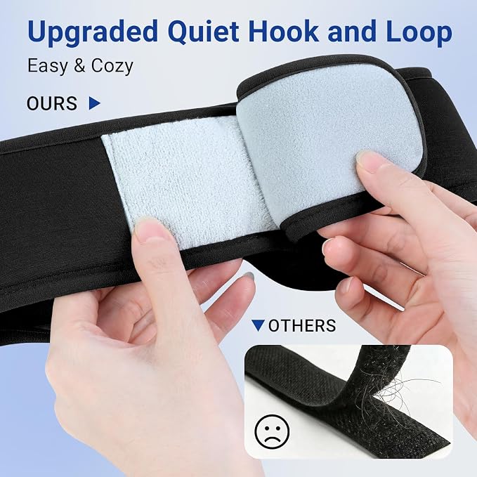 3D Bamboo Cotton Sleep Mask with Bluetooth 5.4 Headphone, Music Wireless Bluetooth Blackout Eye Mask for Side Sleepers, Earphones HD Speaker Microphone for Travel, Gifts for Women Men, Black