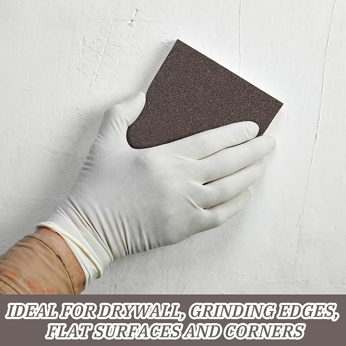 Gisafai 100 Pcs Dual Angle Sanding Sponge Bulk, 80/120 Grit Double Sided Reusable Washable Sponge Sandpaper Block for Drywall, Wood, Metal, Glass, Med/fine