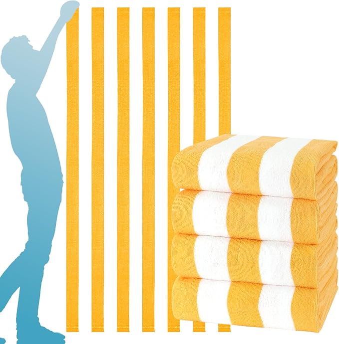 4 Packs Extra Large Beach Towel Bath Towel 72 * 40 Set Bathroom Sheets Bulk Oversized XL Big Absorbent Thick Giant Microfiber Terry Soft Blanket Clearance Turkish Toallas De Playa NOT Cotton Yellow