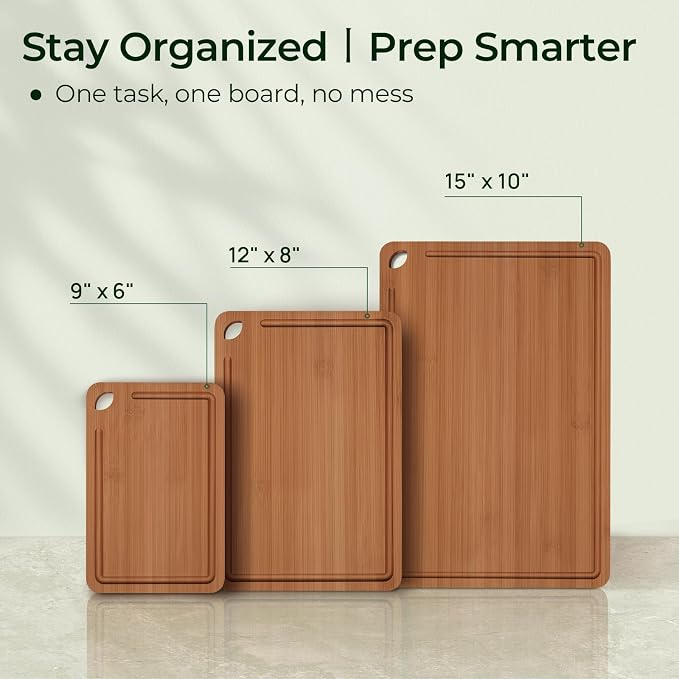 Keechee Bamboo Cutting Board, Wood Chopping Block & Charcuterie for Kitchen | Deep Juice Grooves, Built-in Handles, Non Toxic Butcher Block for Meat, Vegetables, Cheese and Fruits, Gifts Ready