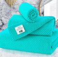 VOOVA & MOVAS 3PC Towel Set, 100% Cotton, Turquoise | 1 Large Bath 30x56 In,1 Soft Hand 18x28 In,1 Absorbent Washcloth 13x13 In, Quick Dry, Thick, With Hanging Loops