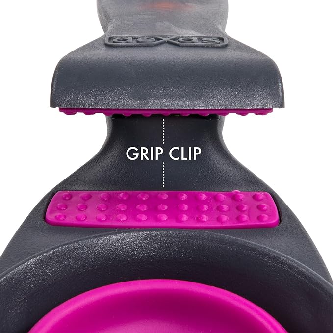 Dexas Popware for Pets Collapsible Klip Scoop, 3-in-1 Pet Food Scoop, Measuring Cup and Bag Clip, 1/2 Cup Capacity, Fuchsia