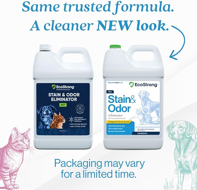 Eco Strong Pet Stain and Odor Remover - Cat Urine Enzyme Cleaner Destroyer, Urine Destroyer for Dogs, Pet Urine Enzyme Cleaner - 128 Oz (Pack of 2)