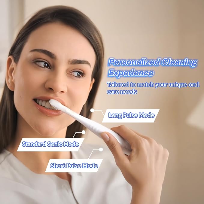 Sonic Electric Toothbrush with Built-in Mouthwash Reservoir & Pump | Battery Powered, Blue LED Light, Whitening Toothpaste, 3 Modes with Smart Timer, 6 Replacement Brush Heads