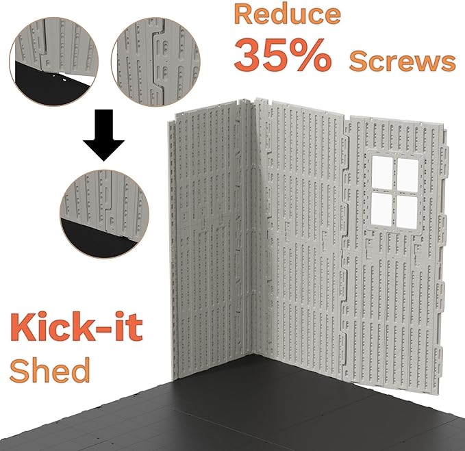 Devoko 10x14 FT Plastic Storage Shed with Floor, Large Resin Tool Outdoor Shed with Lockable Door & Windows, Outside Garden Storage Shed for Patio Backyard Lawn, Beige