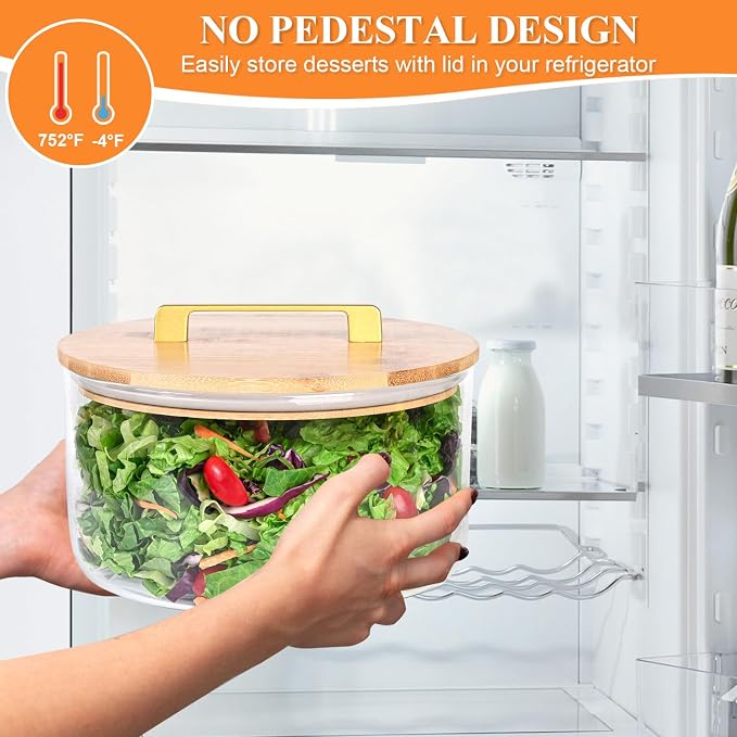 LOVYANXUE Large Salad Bowl, 10 inch Trifle Bowl with Sealed Lid, Versatile Mixing and Serving Bowl for Laying Ice Cream, Cake, Salad, Fruit, Baking, Dessert and Party Diy, Microwave Safe