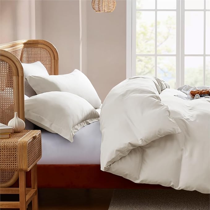 Nestl Off White Duvet Cover King Size - Soft Double Brushed King Duvet Cover Set, 3 Piece, with Button Closure, 1 Duvet Cover 104x90 inches and 2 Pillow Shams