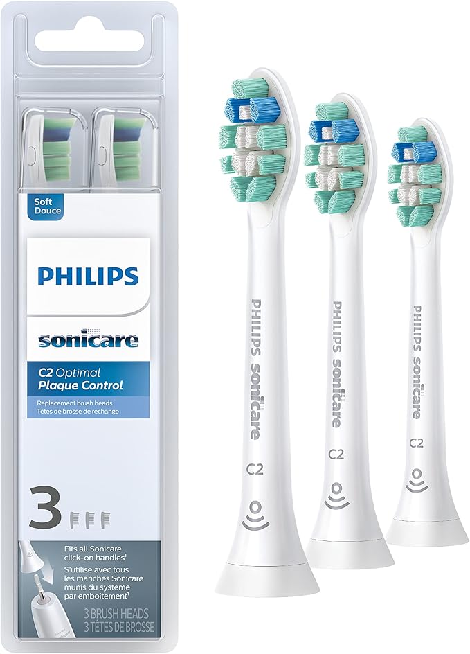 Philips Sonicare 4100 Electric Rechargeable Power Toothbrush, White, with Genuine Philips Sonicare Optimal Plaque Control Replacement Toothbrush Heads, White, 3 Pack