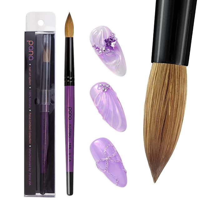 Profession Purple Wood Kolinsky Acrylic Nail Brush (Size: 6, 8, 10, 12, 14, 16, 18, 20, & 22) PANA Brand High End Quality 100% Pure Kolinsky Hair (Size 16)