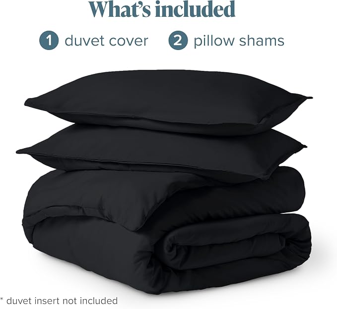 Bare Home Bedding Duvet Cover Full Size - Premium 1800 Super Soft Collection - Lightweight, Cooling Duvet Cover - Soft Breathable Bedding (Full, Black)
