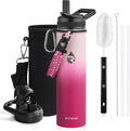 RAYMYLO Insulated Water Bottle 24 oz, Triple Wall Vacuum Stainless Steel (Cold for 24Hrs, Hot for 12Hrs), Leak Proof & Non-BPA, Modern Water Flask Jug with Paracord Handle & Straw Spout Lids