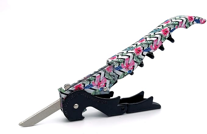 Pulltap's Genuine Collection Floral 900 Waiter's Corkscrew – Double-Hinged Wine Key with Sliding Foil Cutter – Patented Design – Made in Spain – Flower Black