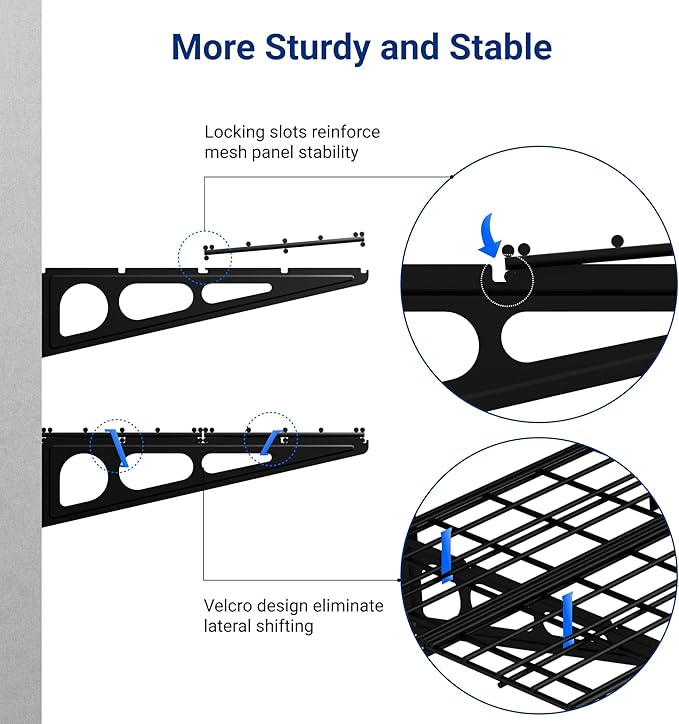 FLEXIMOUNTS 2-Pack 2x6ft Garage Shelving 24-inch-by-72-inch Heavy Duty Wall Mounted Shelves Garage Storage Rack Floating Shelves, 1400lbs Load Capacity, Black, Classic Series