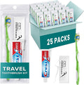 Stuhrling Bottle TrekTote Bulk Oral Care Kits, Toothbrush Toothpaste Floss Picks Set, Travel Dental Hygiene Kits, Bulk Case Hygiene Kits