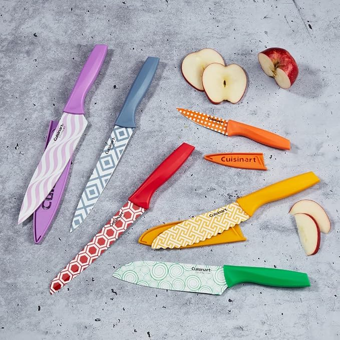 Cuisinart Advantage 12 Piece Printed Knife Set with Blade Guards, Multicolor