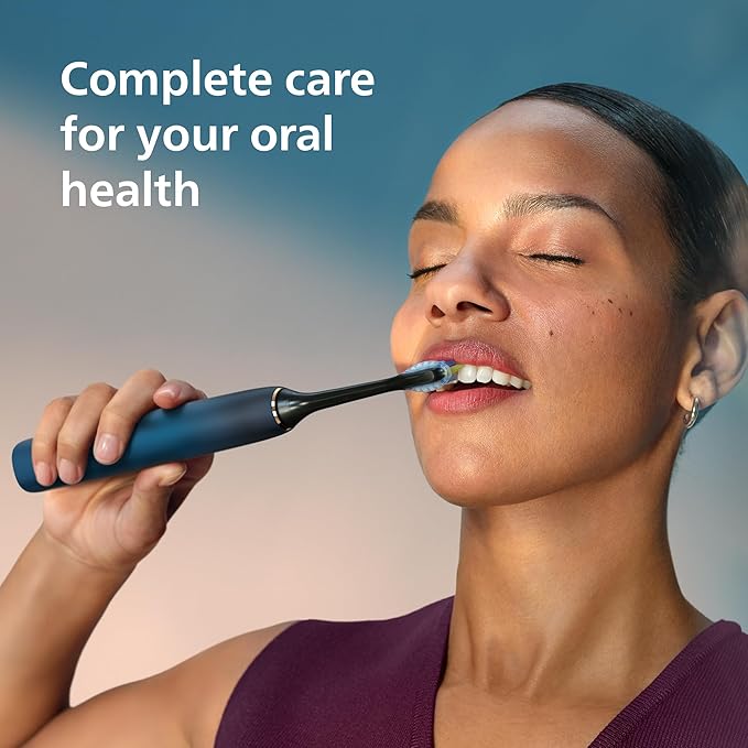 Philips Sonicare DiamondClean 9000 Electric Toothbrush - Sonic Toothbrush with App, Pressure Sensor, 12 Brushing Settings, Replacement Reminder, Charging Stand, Travel Case, Aquamarine, HX9911/92