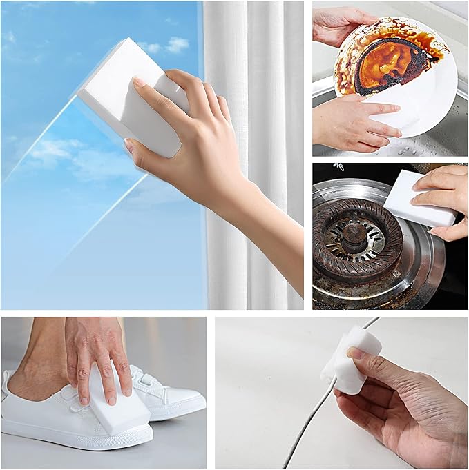 Melamine Sponge, 50Pcs+100Pcs+10Pcs,160pcs in total, Magic Sponge Eraser, Durable Cleaning Foam, Premium Scrubber Pads, for Sinks, Kitchen, Bathroom, Wall, Glass, Shoes, Multi-Purpose Powerful Sponge.