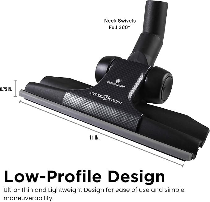 Wessel RD 285 Designation Dual-Surface Floor Brush, 1.25-1.5 in. Adapter | Flexible 360-degree carbon joint maneuvers around furniture; hard floor use; universal 1.25-1.5 in. adapter