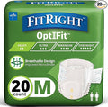 FitRight Adult Incontinence Briefs with Tabs, Moderate Absorbency, Medium, 32" to 42", 20 Count