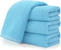 VOOVA & MOVAS Bathroom Hand Towels 4PC, 100% Cotton, 18x28 in, Blue | Thick, Quick Dry, Soft, Absorbent, Bathroom Essentials, Suitable For Shower, Spa, Household Use