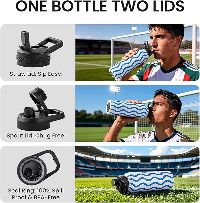 RAYMYLO 2026 Soccer Biggest Event Edition Insulated Water Bottle 40 oz, Nation Flag Design, Best Souvenir & Gift for World Soccer Lover, Vacuum Stainless Steel (Cold for 36Hrs), Leak Proof & Non-BPA