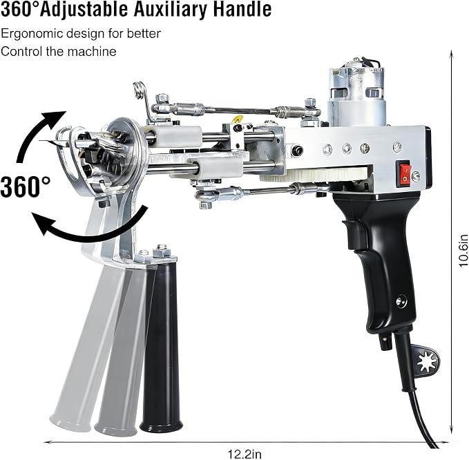 Vehipa Tufting Gun 2 in 1 Loop Pile Cut Pile Rug Gun Machine Starter Kit for Tufting Lover