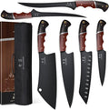 DRGSKL Kitchen Knife Set with Bag - 6 PCS Chef Knife Set with Wooden Handle | Japanese ATS-34 Steel, Full Tang, Ergonomic Walnut Handle, Precision Cutting, Gift Box