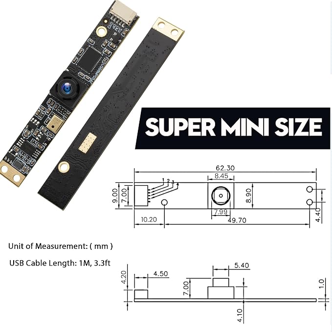 SVPRO 8MP USB Lightburn Camera Module with Microphone, 105°(H) UVC Webcam | 4K USB Camera Module Fixed Focus Wide Angle Laser Engraver Cam for Computer, Raspberry Pi