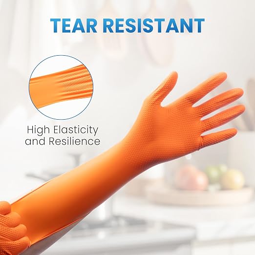 Borje Orange 8 Mil Nitrile Disposable Gloves, 100 Count, Large | Heavy-Duty, Latex & Powder Free, Raised Diamond Texture, Mechanic, Industrial, Automotive, Gardening