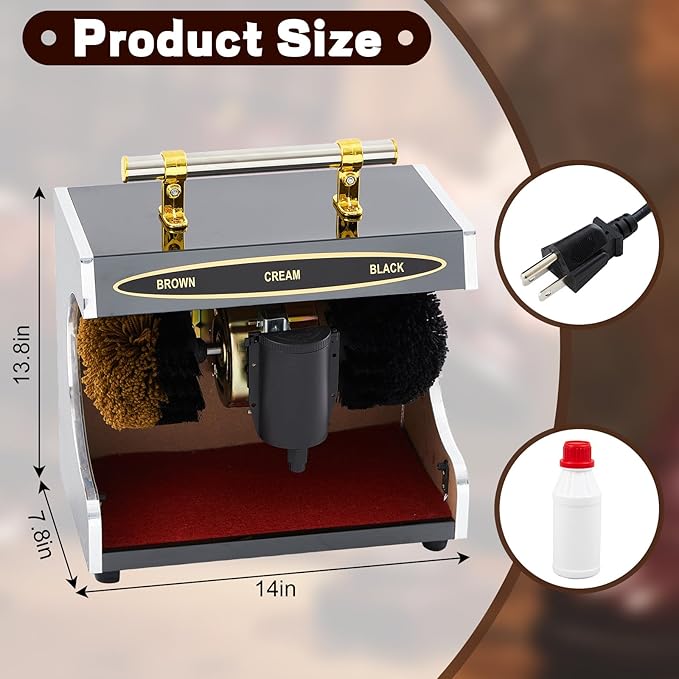 Lounsweer Automatic Electric Shoe Polisher Double Combination Brush Plug-in Shoe Buffer with Polish Box Dust Removal and Polishing Clean Kit for Home Hotel Bank Shopping Mall Entrance