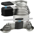 Magnetic Measuring Cups and Spoons Set Stainless Steel Stackable 7 Magnetic Metal Measuring Cup 8 Magnetic Measuring Spoon with Leveler for Dry Liquid Ingredient