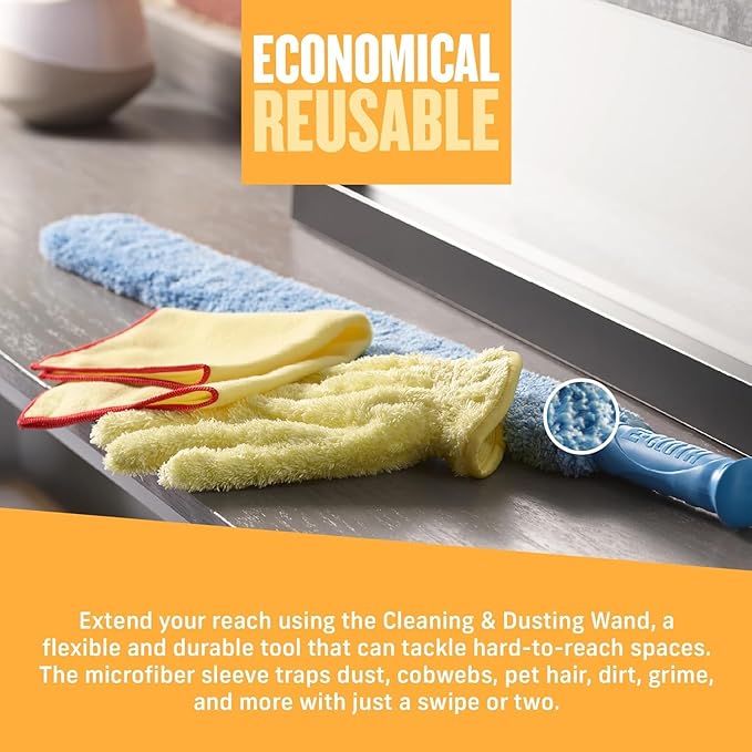 E-Cloth Duster & Cleaning Bundle - Microfiber Cloth Set, Includes Flexi-Edge Floor Dusting Mop, High Performance Dusting Cloth & Glove, Cleaning Wand, and Replacement Mop Head