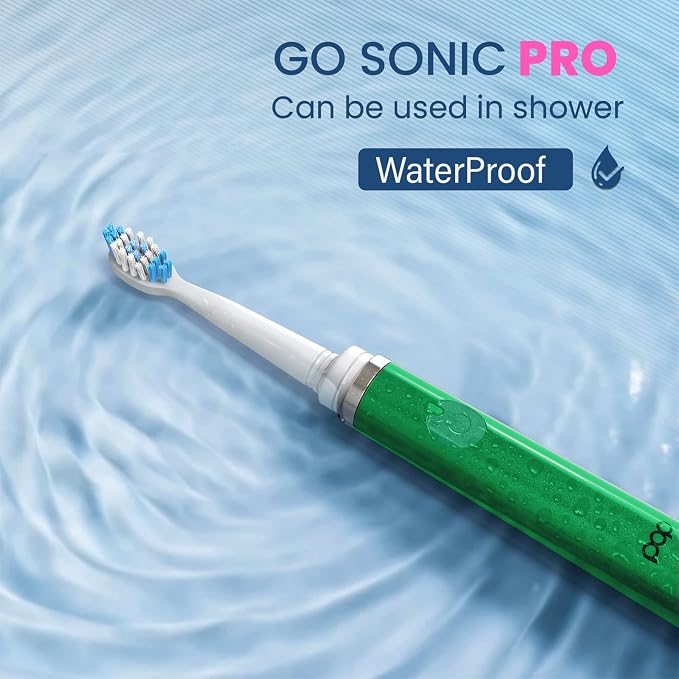 Pop Sonic Ultimate Pro Rechargeable Toothbrush (Green) - 40,000 Strokes/Min - Dupont Nylon Bristles - Teens & Adults with Quadrant Pacer & Timer