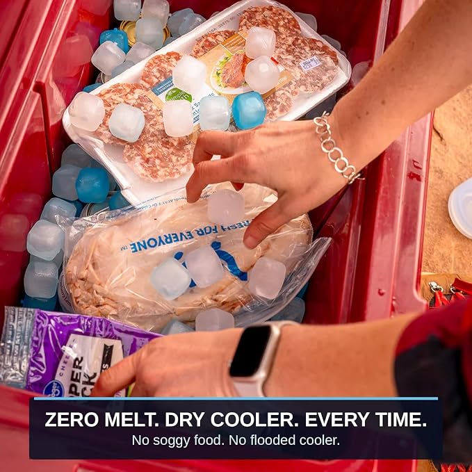 Reusable Ice Cubes for Coolers - Mega Freeze 10.5 lb Bag, 335 Blue Ice Cubes Use in Drinks, Lunch Boxes, Fishing, Refreezable Party Ice, Ice Bath