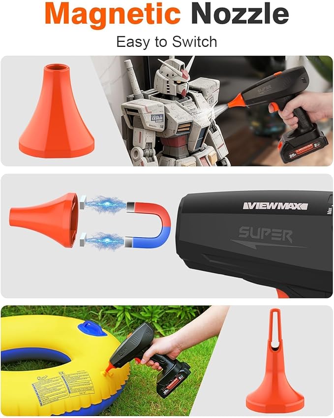 Cordless Electric Air Duster, 100,000RPM Compressed Air Duster with Brushless Motor, 20V Rechargeable Dust Cleaner for Keyboard, Computer, Car