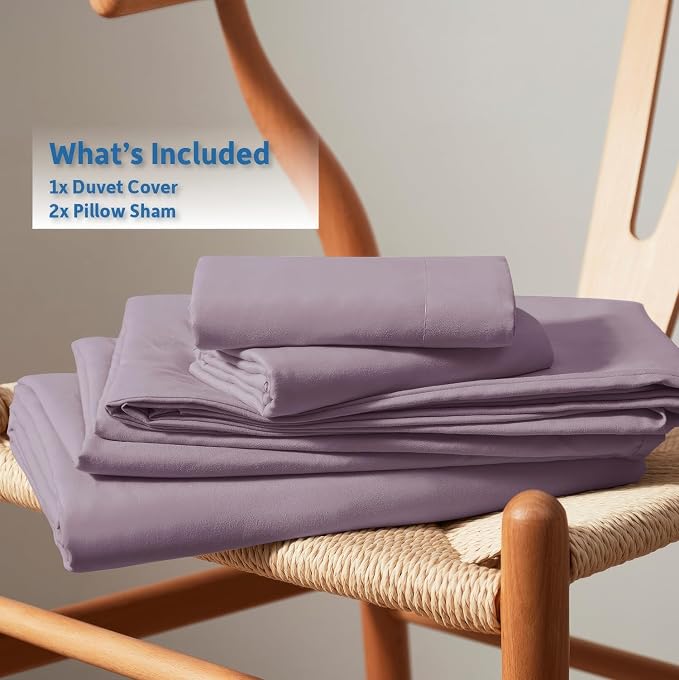 Nestl Dusty Purple Duvet Cover Queen Size - Soft Double Brushed Queen Duvet Cover Set, 3 Piece, with Button Closure, 1 Duvet Cover 90x90 inches and 2 Pillow Shams