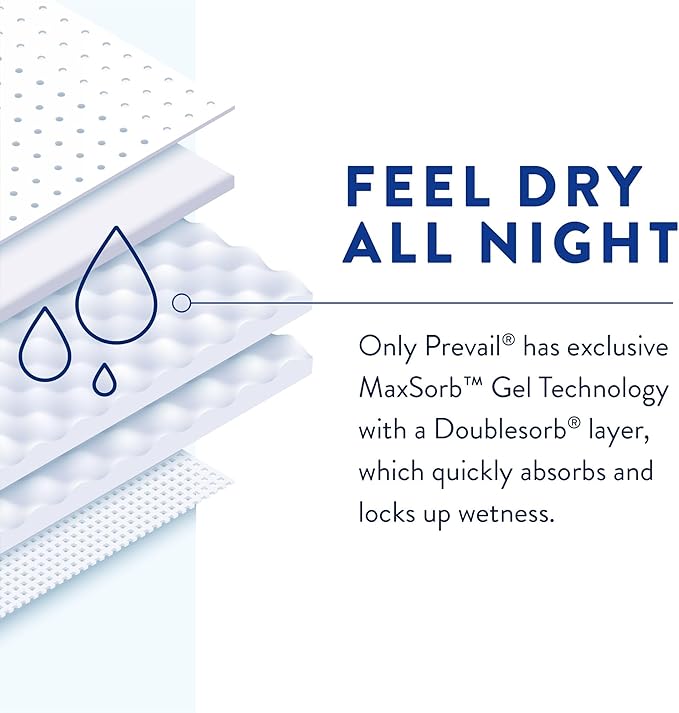 Prevail Air Overnight Adult Incontinence Brief Size 1 / Medium Heavy Absorbency Overnight, NGX-012/1, 58, 80 Ct