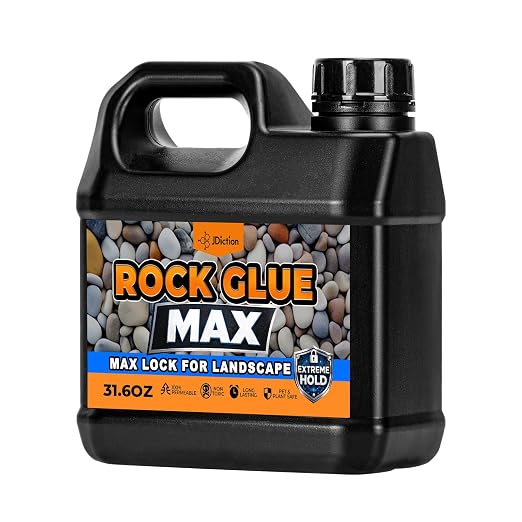 JDiction Rock Glue for Landscaping - 32oz Landscape Glue for Pea Gravel, Pebbles, Bark & Stone, MInder Binder for Garden Paths & Patios, Water Permeable, Non Toxic, Lasts 2 Years