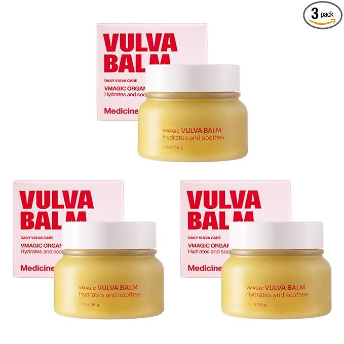 VMAGIC by Medicine Mama Organic Vulva Balm – Intimate Skin Care, Menopause Support – Relieves Feminine Dryness, Itching & Irritation – Hormone Free, Vaginal Moisturizer for Women – 3-pack (2 oz ea)