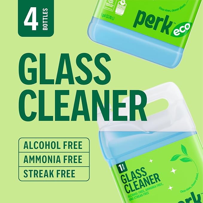 Sustainable Earth Ready-to-Use Glass Cleaner Refill, 1 Gallon, Streak-Free Cleaner for Windows & Mirrors, 4/Carton