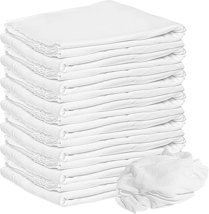 Nabob Wipers New Lint Free Cloth (15 Pack) - 100% Cotton Cleaning Rags Exact Cut - Premium White Rags for Cleaning House - White Rags for Dusting, Staining, Polishing, Painting 18"x18"