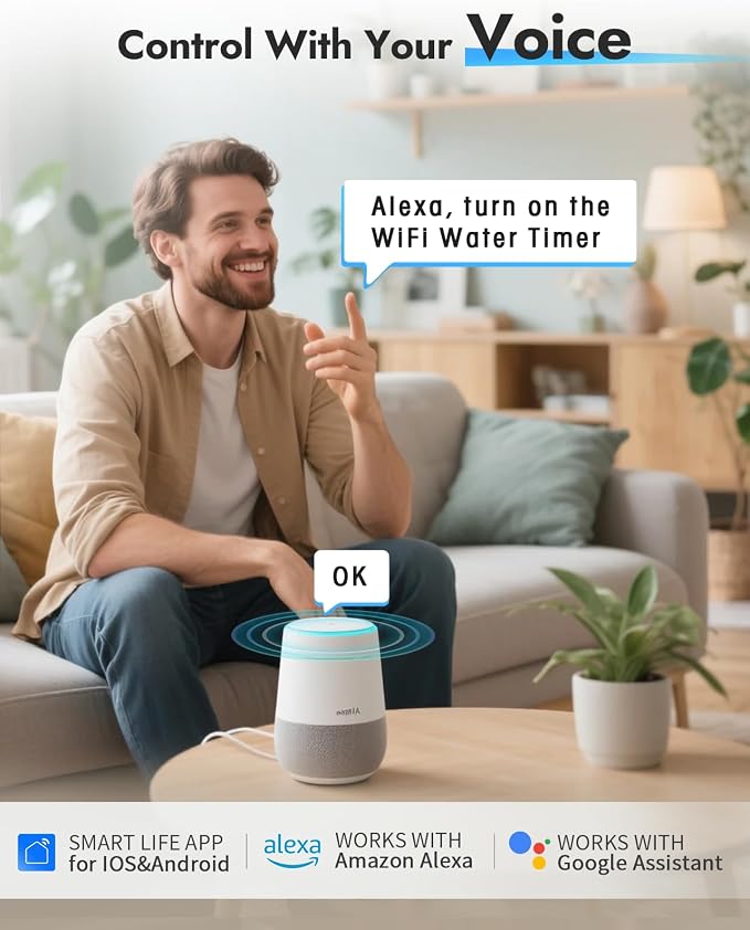 Insoma WiFi Sprinkler Timer, Water Timer for Garden, Smart Hose Timers with Hub Support 2.4GHz WiFi & Bluetooth, Rain Delay & Manual Watering, App/Voice Control Work with Alexa & Google Assistant