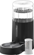 CZPET Dog Water Bowl Dispenser with Stainless Steel Bowl (8L+Filter,Black) | With Stainless Steel Bowl Gravity Waterer, Large Capacity and Drinking Area Noise-Free for Pets