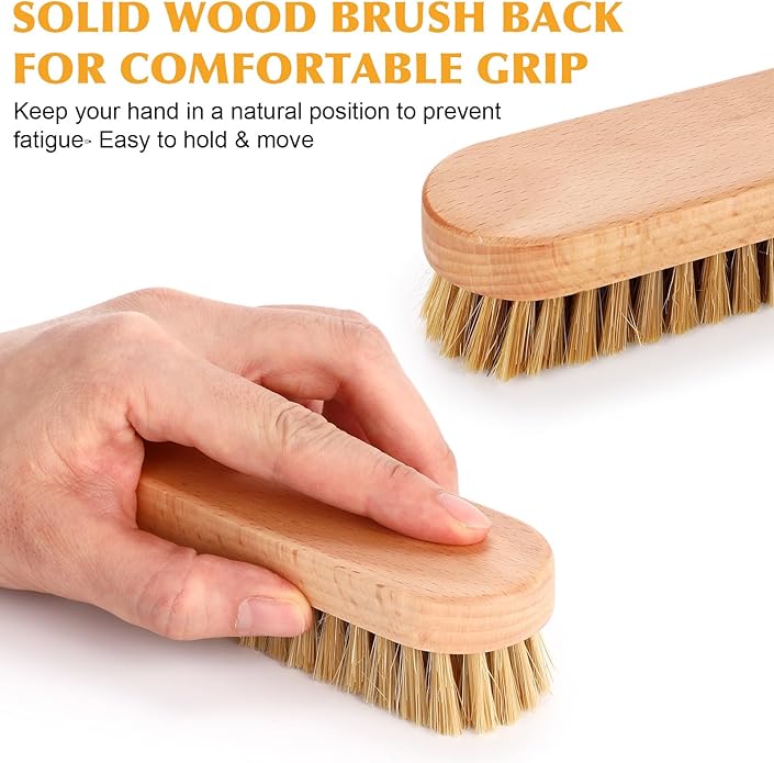 LemonRoad 20 Pcs Leather Upholstery Cleaning Brush Bulk Pig Soft Bristle Shoe Boot Brush Bulk Wooden Shoe Cleaning Scrub Brushes for Car Seats Leather Sofas Interiors Furniture Crafts Bags Shining