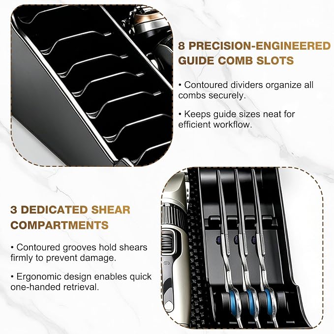 NICEMOVIC Large Barber Station Organizer, Scissors Holder Box, Barber Accessories Supplies, Professional Salon Hairdressing Scissors Rack Holder Storage Organizer for Hairstyling Combs Clips Brushes