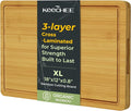 Keechee Natural Bamboo Cutting Board for Kitchen, XL Carving Board | Deep juice grooves, built-in handles, heavy duty large wood block for meat and vegetables
