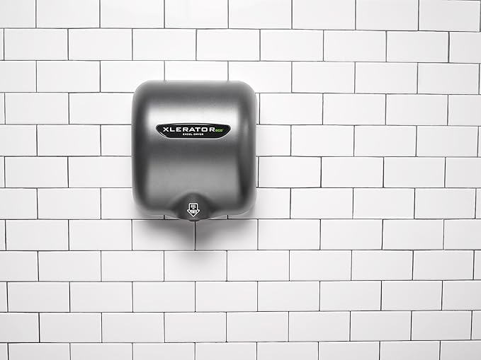 Excel Hand Dryer XLERATOR XL-GR-ECO Automatic, Surface-Mounted, Cast Cover, Textured Graphite Epoxy Paint, 110-120 Volt Standard Nozzle