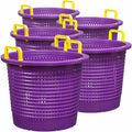 Large, Heavy Duty Fish Baskets, Purple, Yellow Handles, Made in USA, 5-Pack